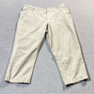 LOFT Pants Women 14 Beige Julie Crop Mid Rise Casual Lightweight Chino Trousers